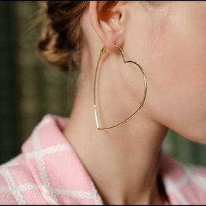2/$10 Heart Hoop Earrings Gold Color